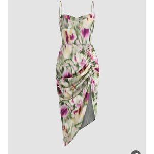 Cider illusion ruched midi dress
